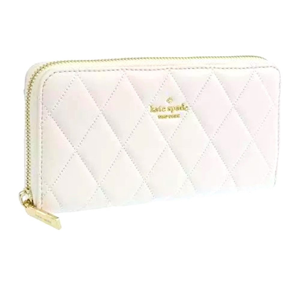 Kate Spade Carey Smooth Quilted Leather Wallet (White)